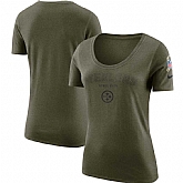 Women Pittsburgh Steelers Nike Salute to Service Legend Scoop Neck T-Shirt Olive